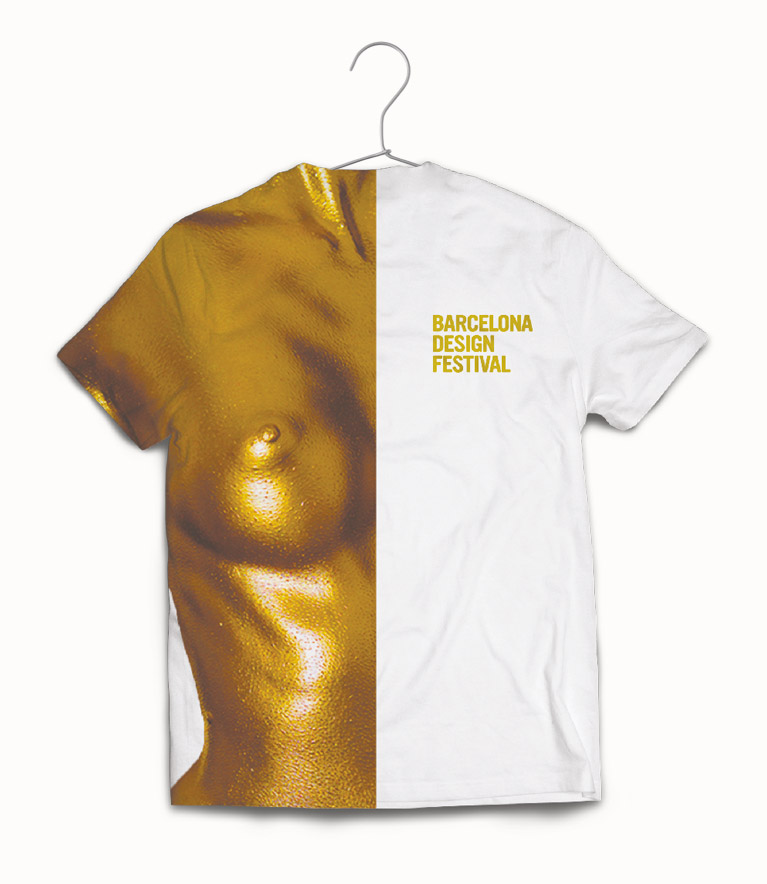 Front T-shirt with a gold body woman – BCN Design Festival.