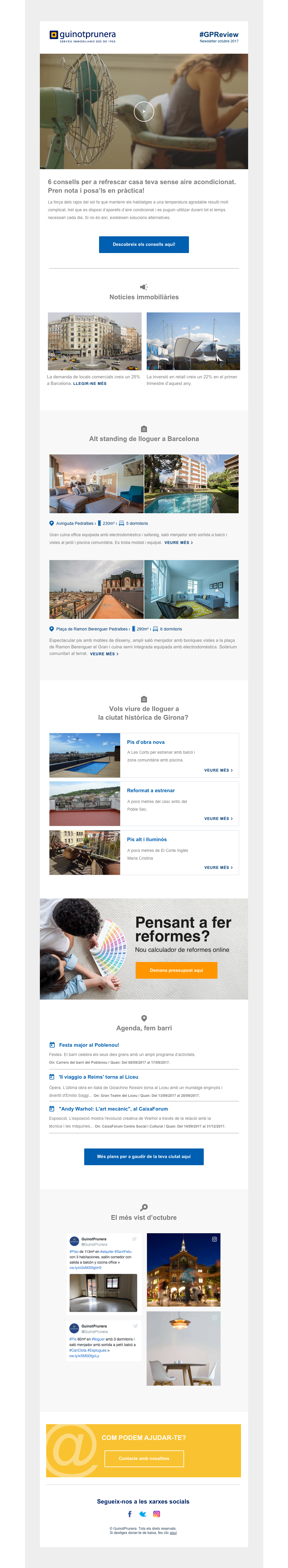 Newsletter redesign GuinotPrunera - Mailchimp