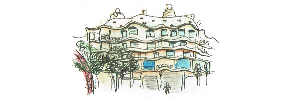 La Pedrera – Barcelona – microsketch in rotring and pencils.